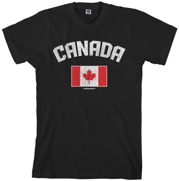 Canada tshirt Canadian flag design men's black tee shirt travel soccer country ￡2.25