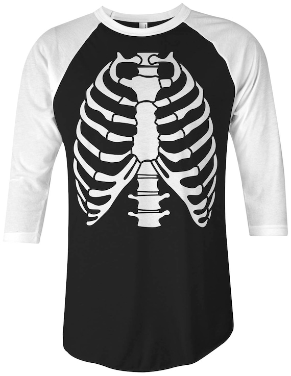 Mens White Skeleton Rib Cage Funny Halloween Costume T shirt