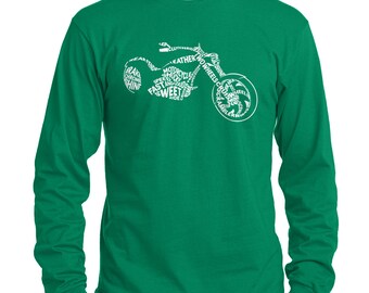 Motorcycle Typography - Men's Long Sleeve T-shirt - Etsy