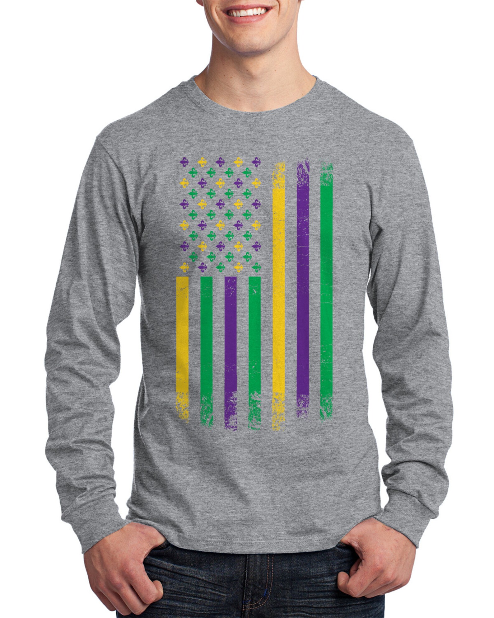 T-shirt Mardi Gras American Flag - Homme, Tailles S à 3XL - Neuf Avec étiquettes