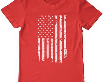Distressed White American Flag Unisex Kids&#39; Youth T-shirt