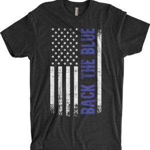 Back the Blue Thin Blue Line Police Officer American Flag - Men's Standard or Premium Short Sleeve T-Shirt image 5