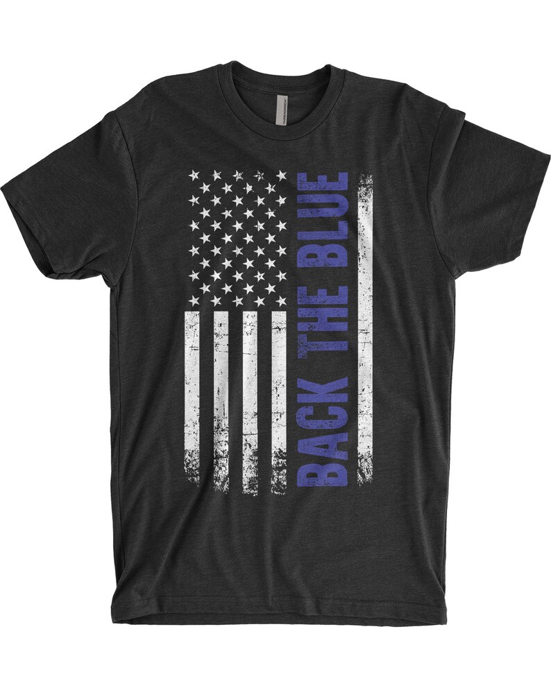 Back the Blue Thin Blue Line Police Officer American Flag - Men's Standard or Premium Short Sleeve T-Shirt image 5