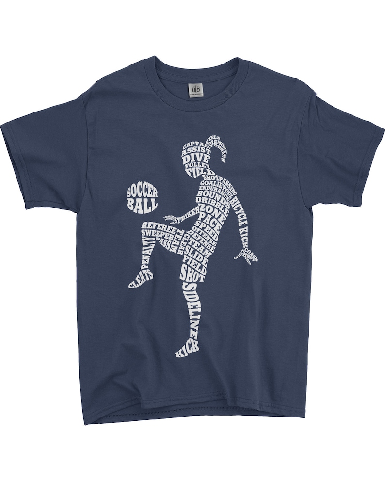 Soccer Player Typography Children's Youth Girls' T-Shirt Navy