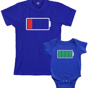 Full and Low Battery Men's T-shirt and Infant Bodysuit Dad and Baby Matching Set image 4