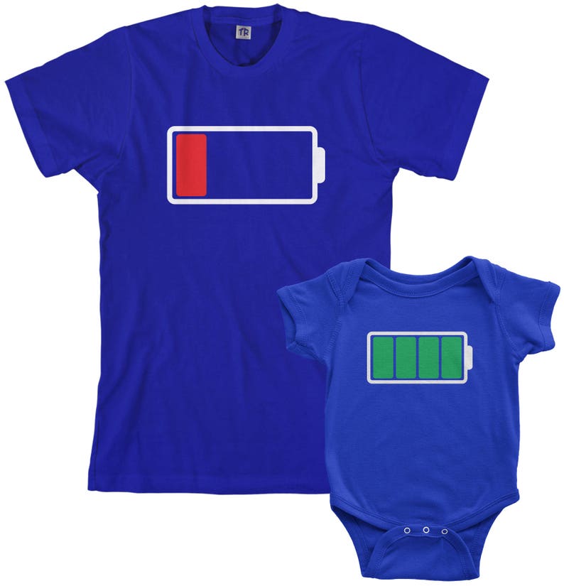 Full and Low Battery Men's T-shirt and Infant Bodysuit Dad and Baby Matching Set image 4