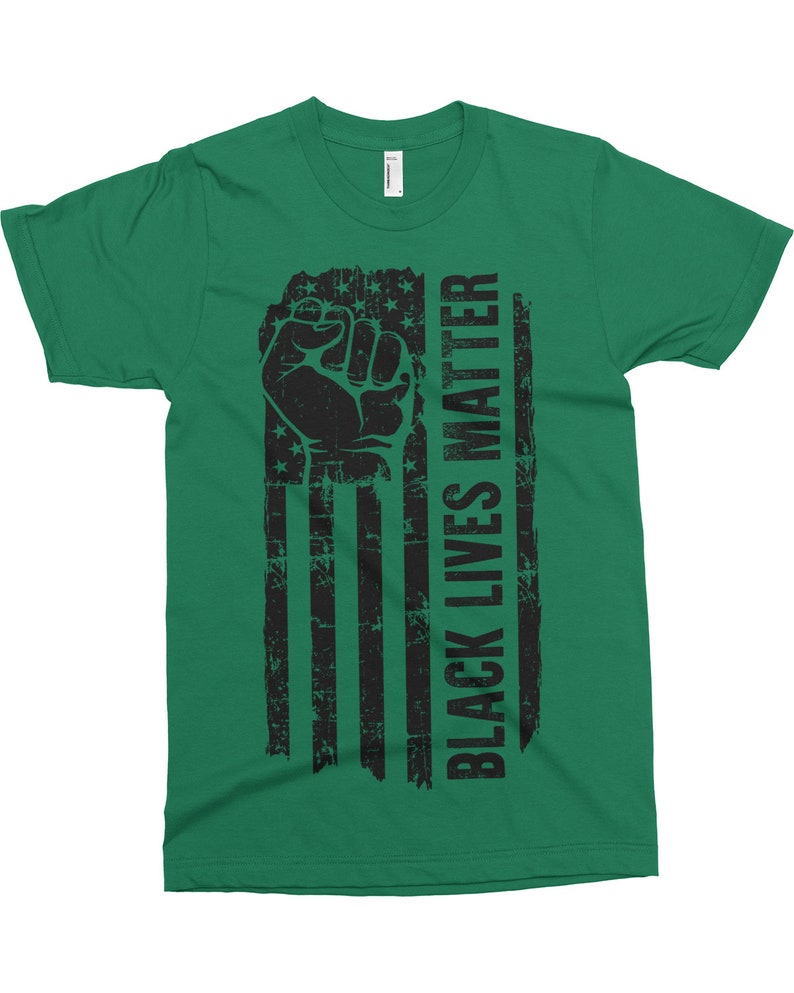 Black Lives Matter American Flag and Fist Men/'s Standard or Premium Short Sleeve T-Shirt