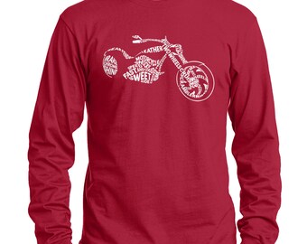 Motorcycle Typography - Men's Long Sleeve T-shirt - Etsy