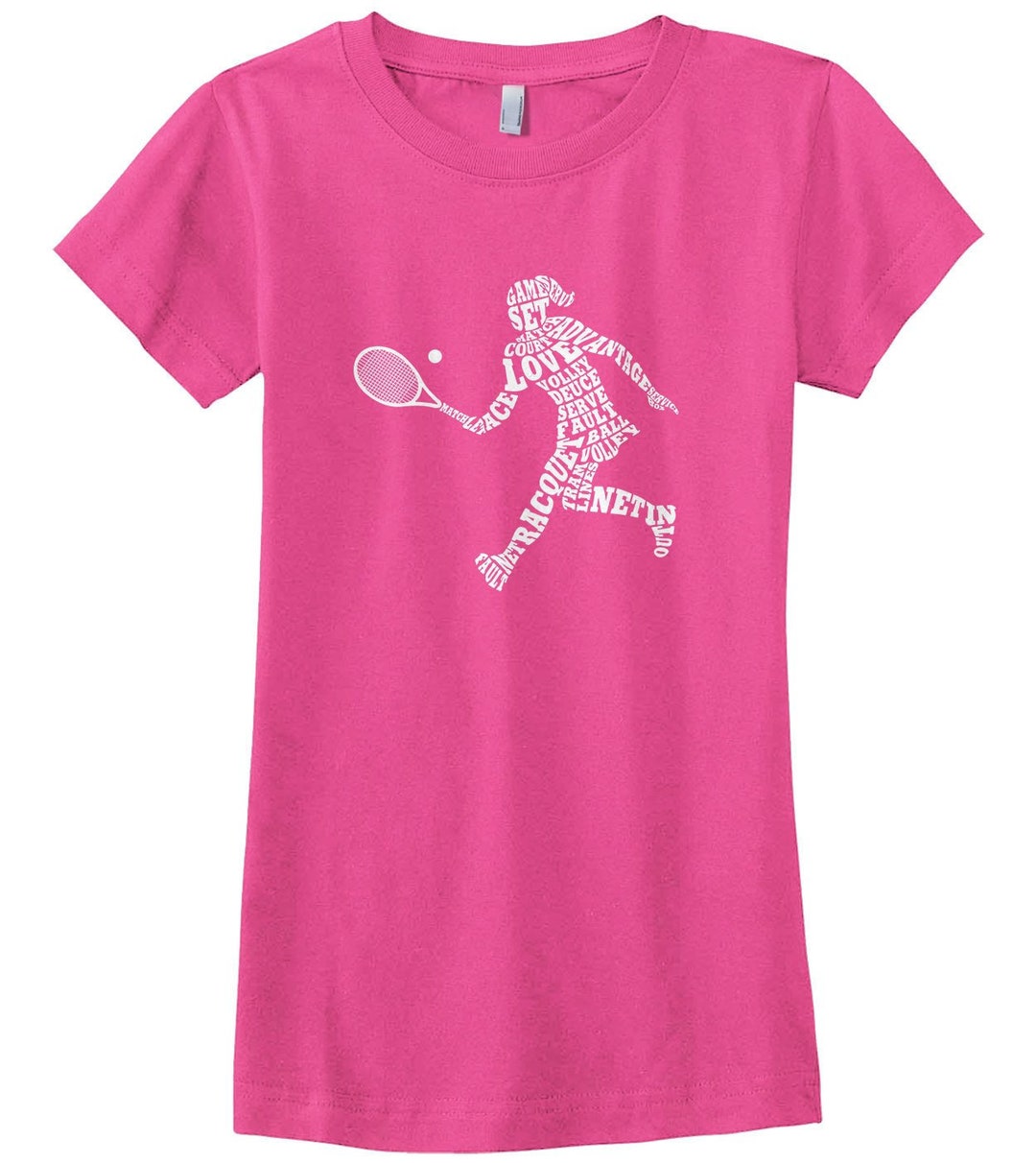 Girls' Tennis Player Typography Girls' Fitted Youth Etsy