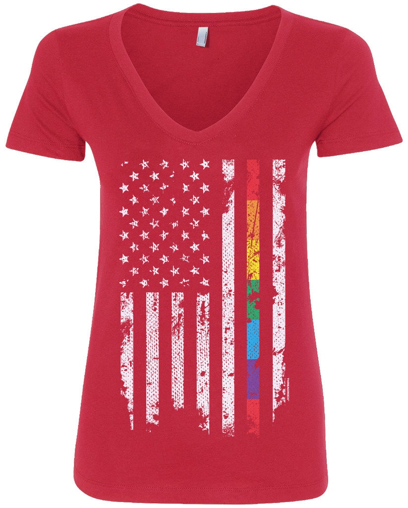 Dresswel Maglietta Donna Arcobaleno Scollo A V - Pride LGBTQ+ Con Stamapa Zampa, Vestibilità Casual