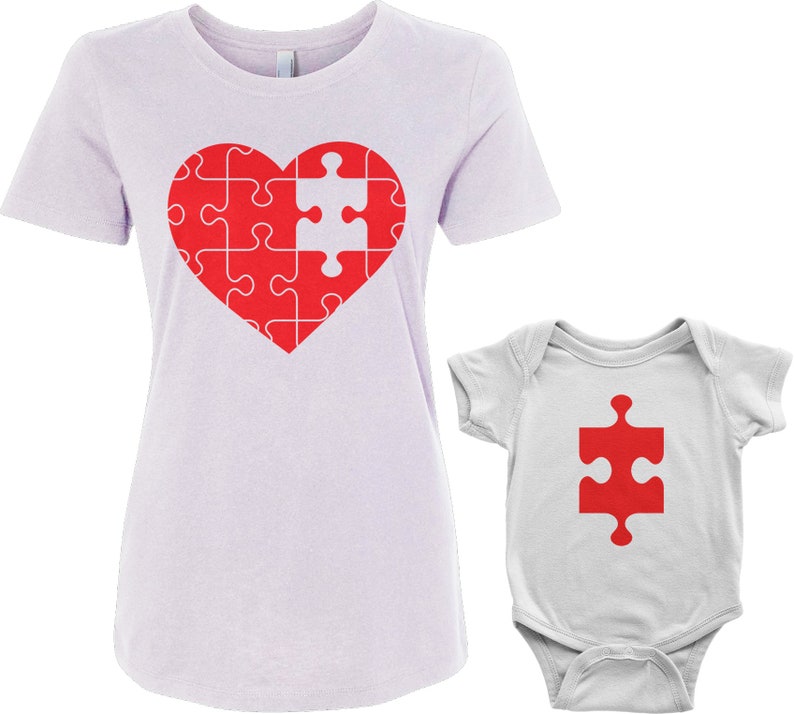 Puzzle Heart & Missing Piece Men's And Toddler Dad And Son Or Daughter Matching T-shirt Set