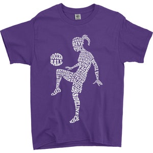 Soccer Player Typography Children's Youth Girls' T-Shirt Purple