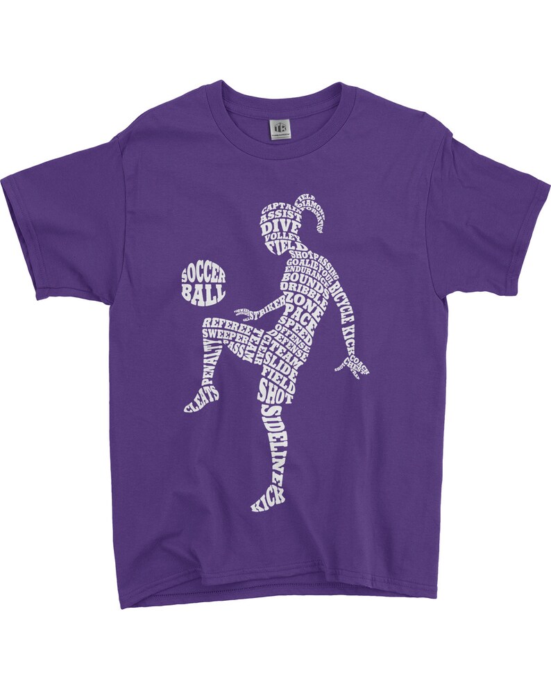 Soccer Player Typography Children's Youth Girls' T-Shirt Purple