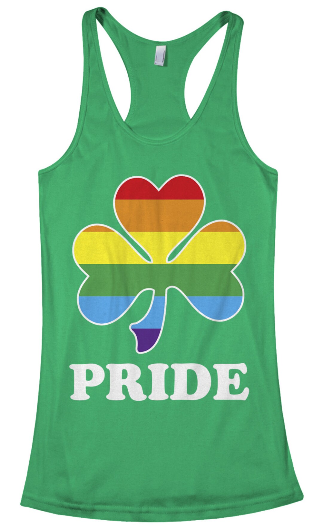 Rainbow Shamrock Irish Gay Pride Women's Racerback Tank Top St. Patrick ...