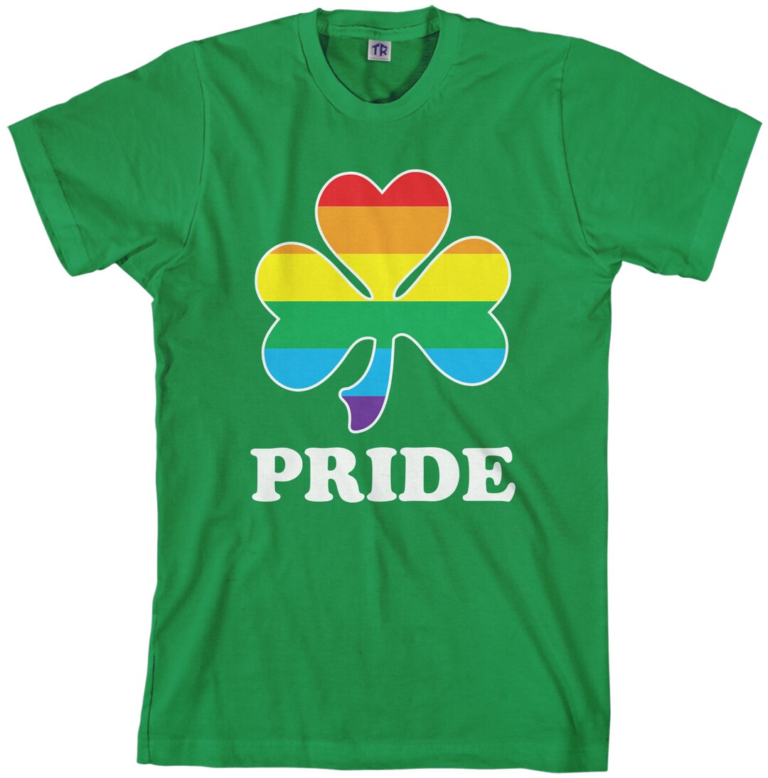 Rainbow Shamrock Irish Gay Pride Men's Short Sleeve or Long Sleeve T ...