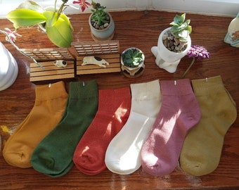 6 Pairs Women's Colorful Cotton Blend Socks
