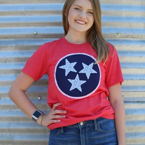 Tennessee Tristar T-shirt - Tennessee Tristar shirt - Tennessee patriotic - State Pride shirt - State Love shirt - Red, White & Blue