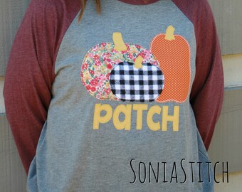 Pumpkin Patch baseball tee - Pumpkin raglan - Fall shirt - Autumn shirt - Pumpkin Trio