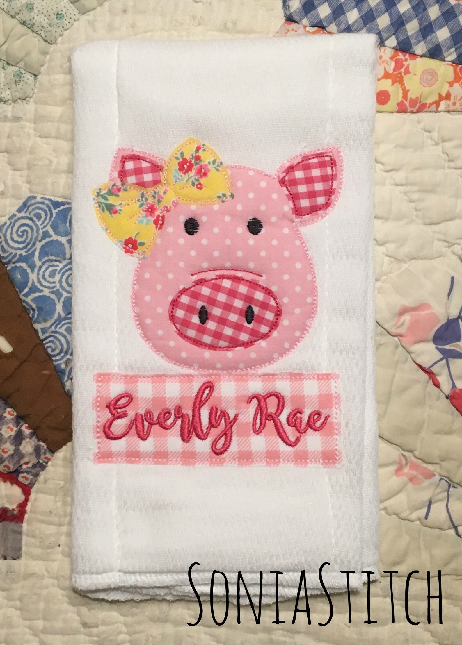 Baby Girl Farm Animals Burp Cloths Set of 3 Shabby Chic Etsy