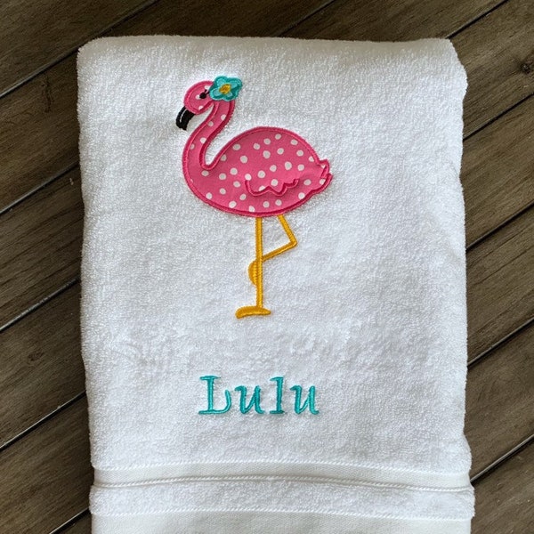 Personalized Flamingo Bath Towel, Eco-Friendly, Plush Towel