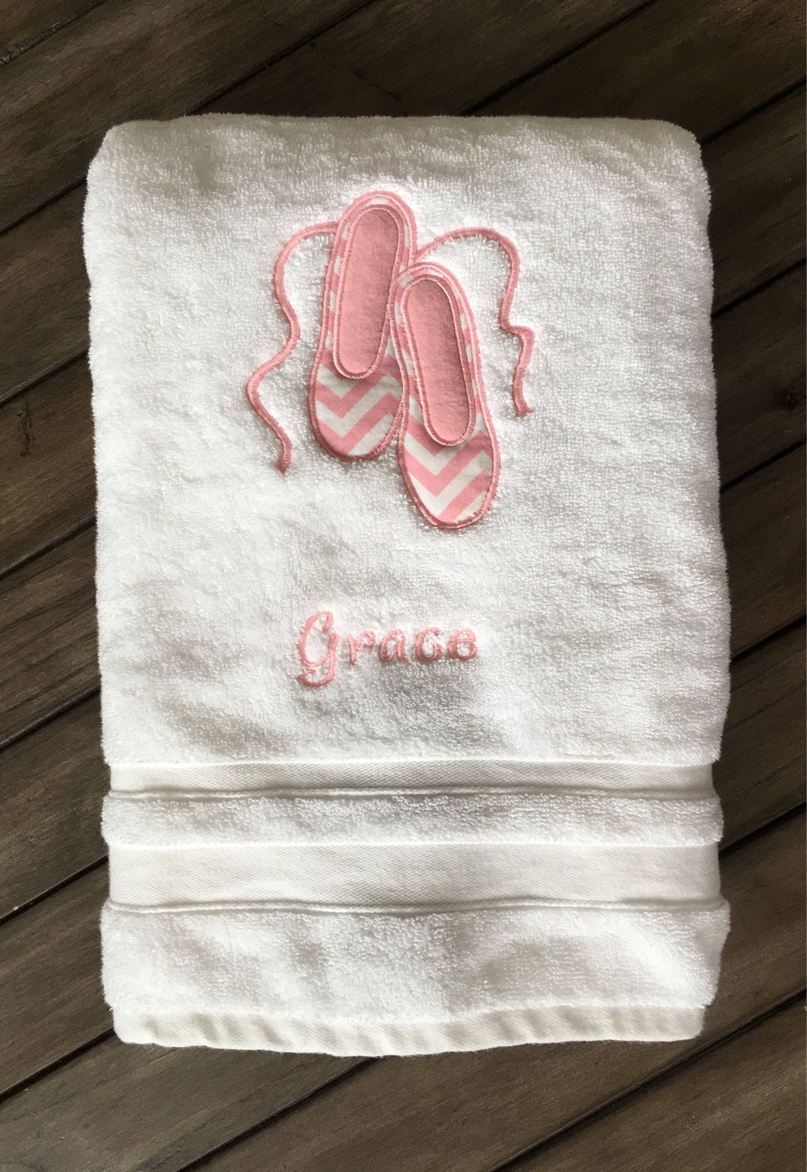 ballet shoes kids bath towel with washcloth - personalized