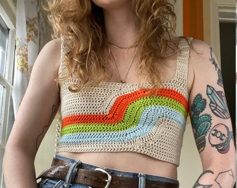 CROCHET PATTERN - Seventies Supergraphics Top - DIGITAL Download