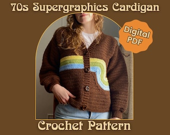 CROCHET PATTERN - 70s Supergraphics Cardigan - DIGITAL Download