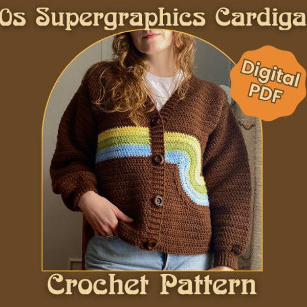 CROCHET PATTERN - 70s Supergraphics Cardigan - DIGITAL Download