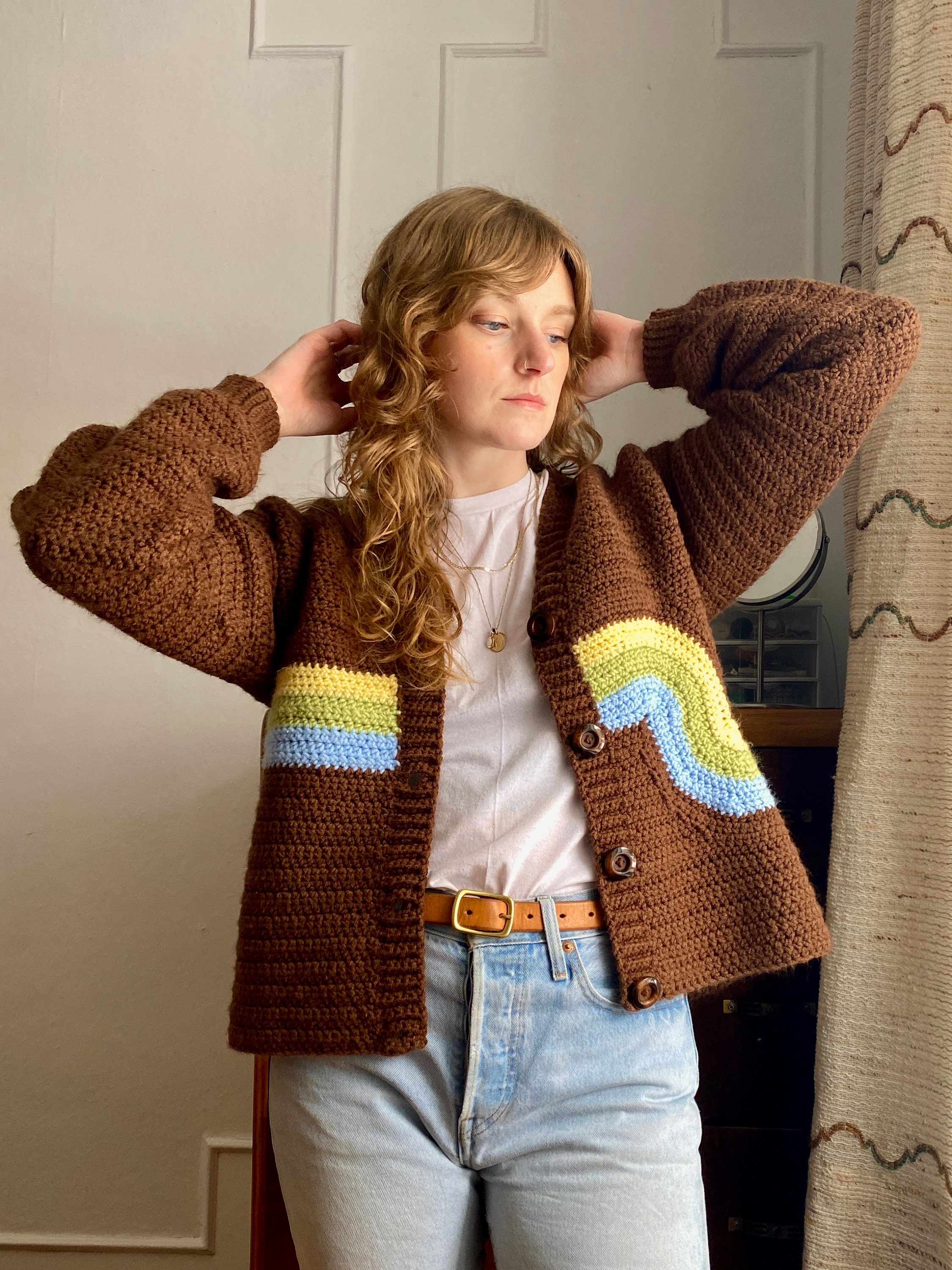 Crochet Cardigan Pattern - 70s Supergraphics Cardigan (DIGITAL Download ...