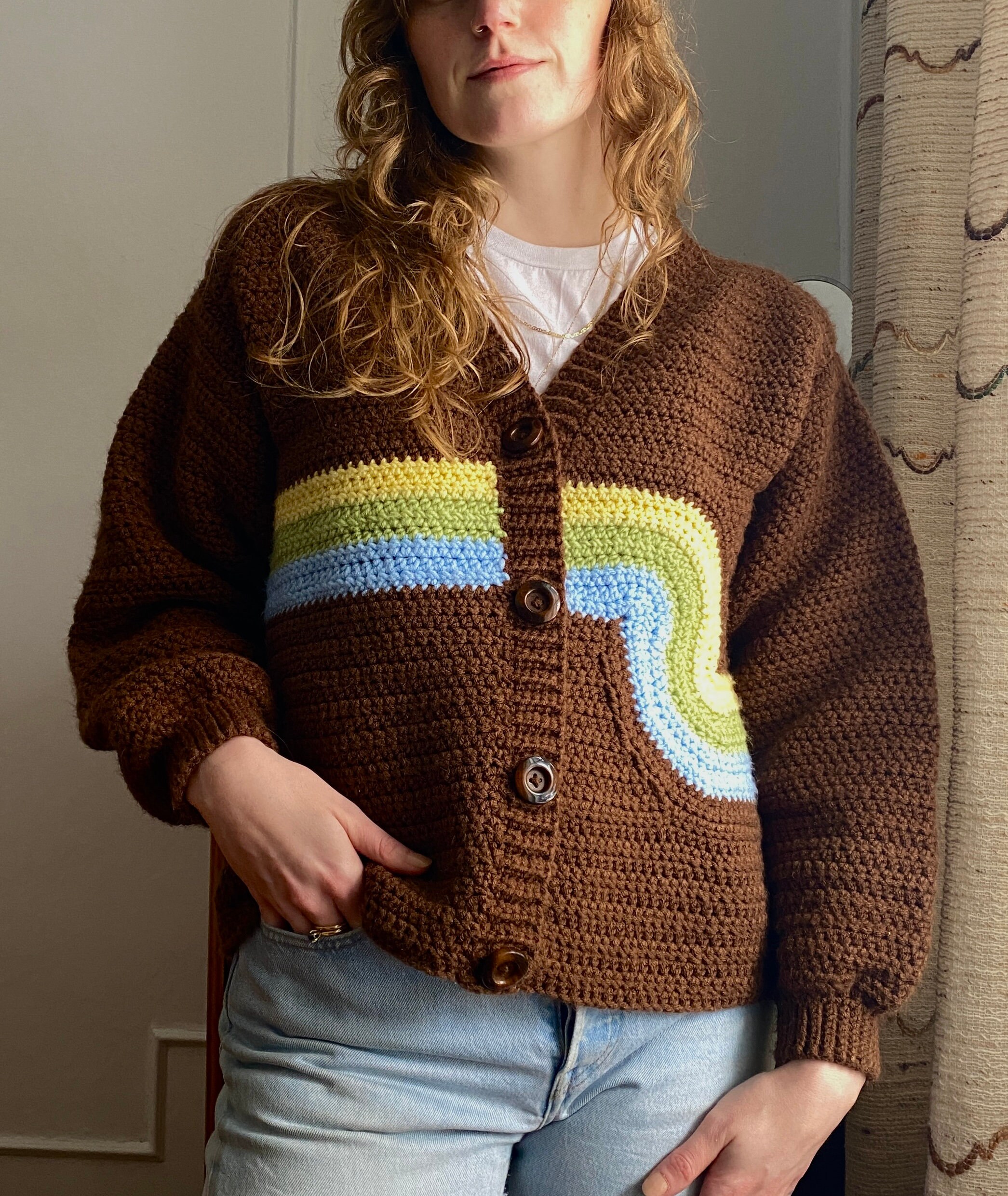 Crochet Cardigan Pattern - 70s Supergraphics Cardigan (DIGITAL Download ...
