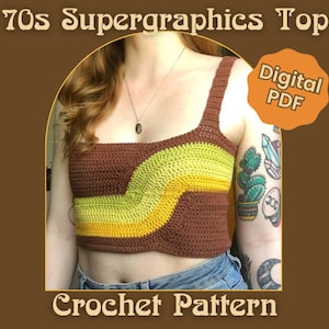 CROCHET PATTERN Seventies Supergraphics Top DIGITAL Download image 1