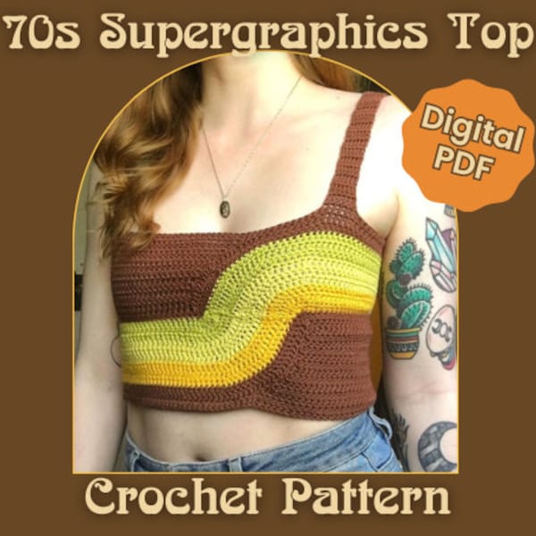 CROCHET PATTERN - Seventies Supergraphics Top - DIGITAL Download