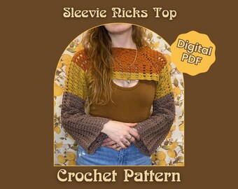 Couvre-bras au crochet, motif haussement d'épaules - Sleevie Nicks (téléchargement numérique) d'inspiration rétro vintage des années 70
