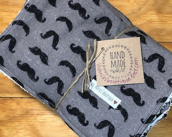 Little Man Mustache Burp Cloth Set