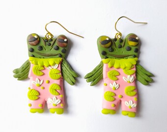 Frog earrings.