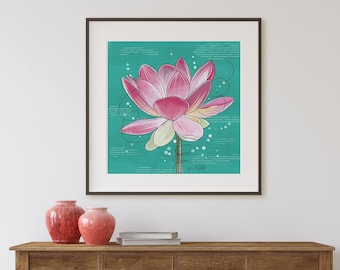 Lotus Flower Art, Lotus Wall Art, Lotus Flower Print, Lotus Wall Decor, Printable Wall Art, Lotus Painting, Zen Wall Art, Meditation Art