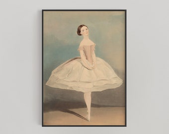 Vintage Ballerina Print, Dance Studio Decor, Vintage Ballet Art, Ballerina Painting, Antique Ballerina, Girls Room Decor, Ballet Printable