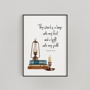 Thy word is a lamp unto my feet and a light unto my path, Psalm 119:105 Bible Verse Wall Art, Bible verse download, Scripture Decor