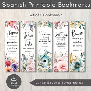 Spanische Bibel-Vers-Lesezeichen: Blumenschrift PNG (Digitaler Download)