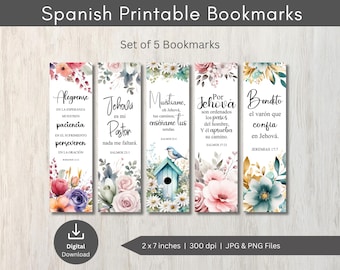 Spanish Bible Verse Bookmarks: Floral Scripture PNG (Digital Download)