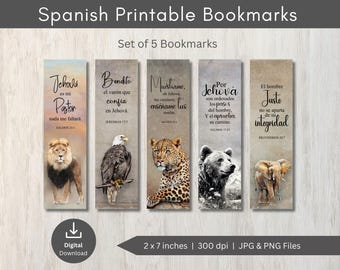Marcadores de versículos bíblicos em espanhol: citações cristãs, PNG e JPG para impressão (download digital)