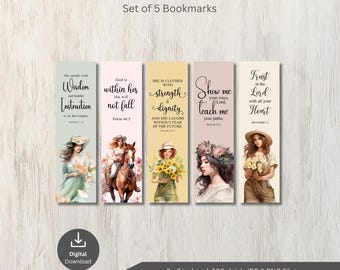 Floral Bible Verse Bookmarks: Printable Scripture PNG Set (Digital Download)