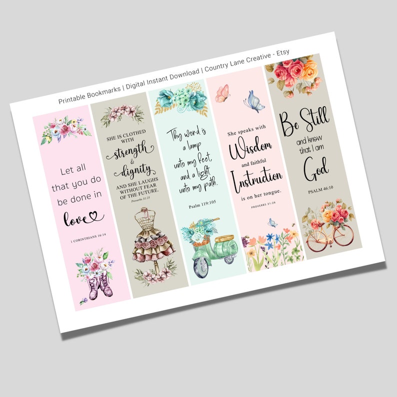 Printable Bookmarks, Religious Bookmarks, Bookmark Set, Scripture ...