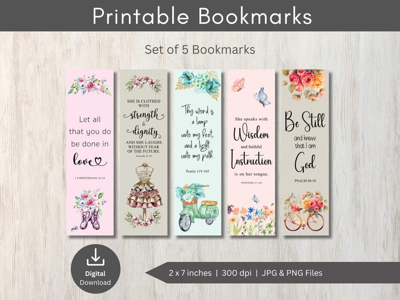Printable Bookmarks, Religious Bookmarks, Bookmark Set, Scripture ...