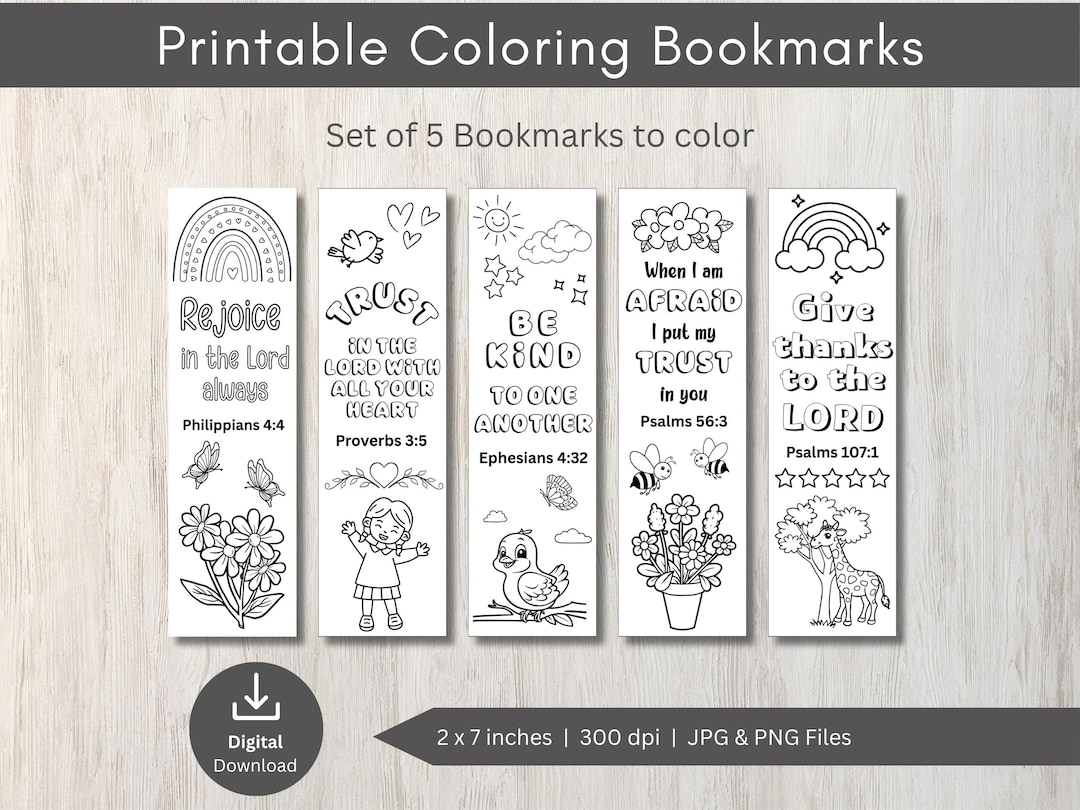 Bible Verse Coloring Bookmarks for Kids: Sunday School Activity ...