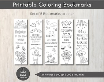 Marcadores de versículos bíblicos para colorir para crianças: atividade da Escola Dominical (download digital)