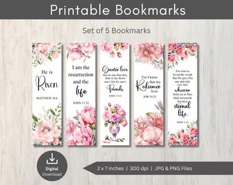 Floral Bible Verse Bookmarks for Women: Inspirational Scripture (Digital Download)