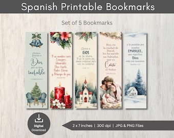 Spanish Christmas Bookmarks: Bible Verse Stocking Fillers (PNG Digital Download)