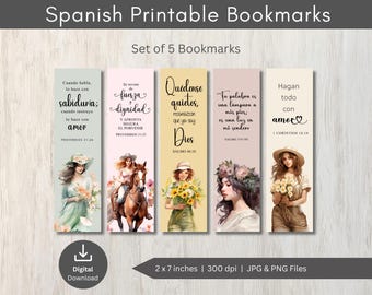 Spanish Bible Verse Bookmarks: Printable Scripture Set (PNG, JPG)