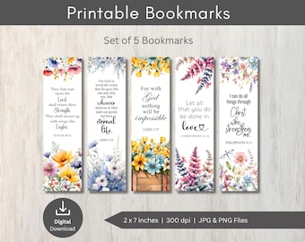 Marcadores de página com versículos bíblicos florais para mulheres: arte inspiradora (download digital)